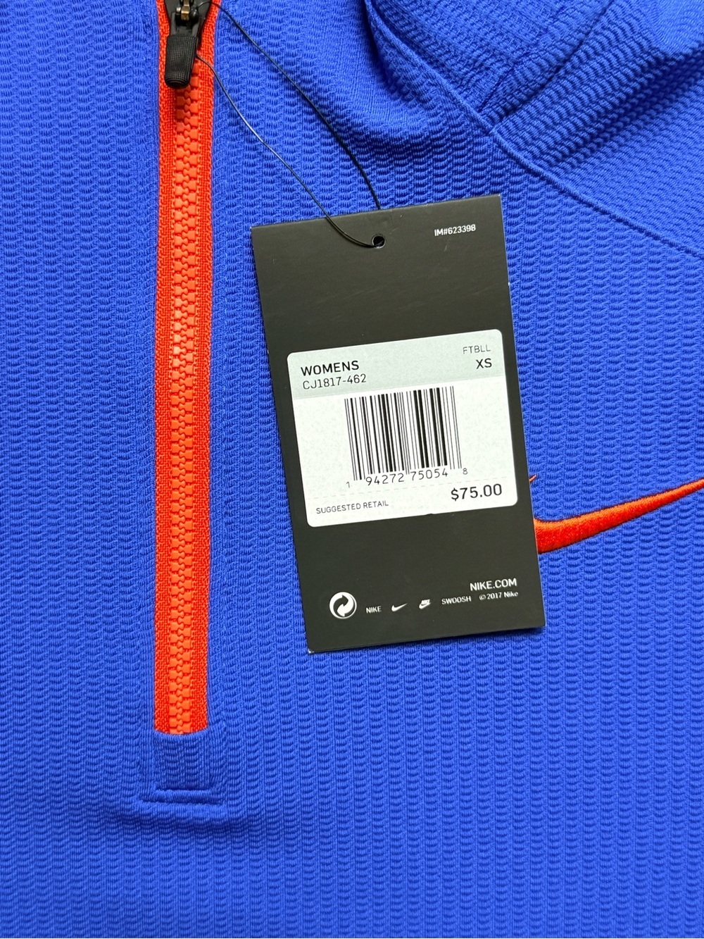 NWT Nike Dri-FIT Women’s XS Royal Blue Orange Quarter Zip Pullover - Picture 7 of 9